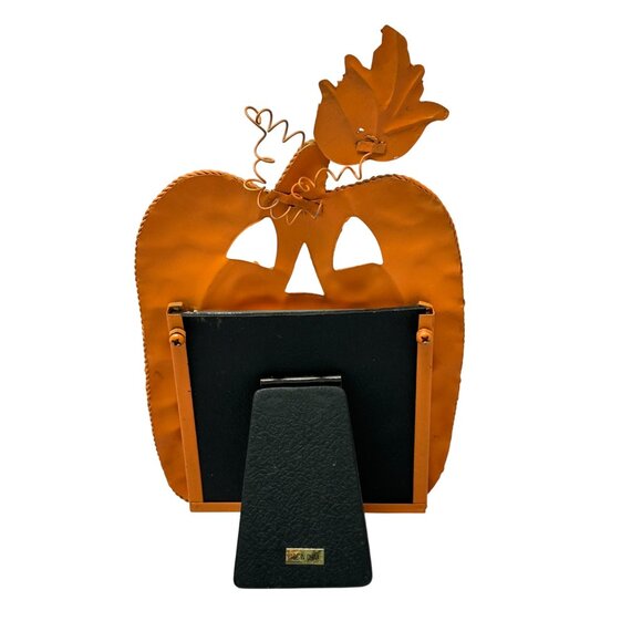 Rustic Halloween Metal Picture Frame Jack O Lantern Pumpkin Cross Stitch Candy - Picture 4 of 9